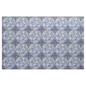 Blue White Rabbit Hare Bird Trio Medallion Fabric Stof (Yard (91,4 cm))
