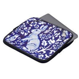 Blue White Rabbit Hare Bunny Bird Woodland Laptop Sleeve
