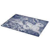 Blue White Rabbit Hare Tiled Chinoiserie Floral Snijplank (Hoek)