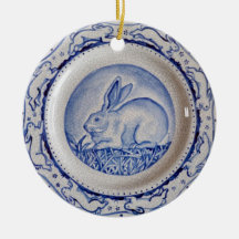 Blue & White Rabbit Pottery Dedham Delft Custom Ce