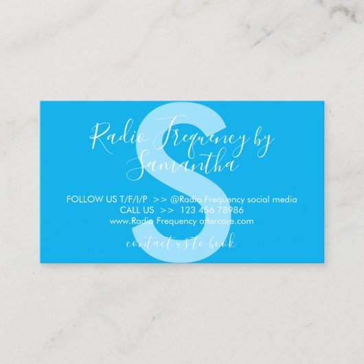 Blue White Radio Frequency Skin Tighten Aftercare Visitekaartje (Voorkant)
