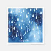 Blue White Raindrops Pattern Natuur Servet (Voorkant)