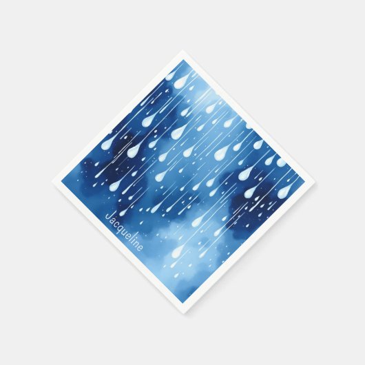 Blue White Raindrops Pattern Natuur Servet (Hoek)