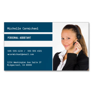 Blue White Realtor Personal Assistant foto Magnetisch Visitekaartje