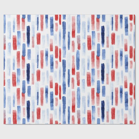 Blue, White Red Coastal Stripes Cadeaupapier (Vlak)