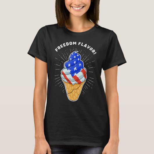 Blue White Red Ice Cream Cone 4 juli onafhankelijk T-shirt (Voorkant)