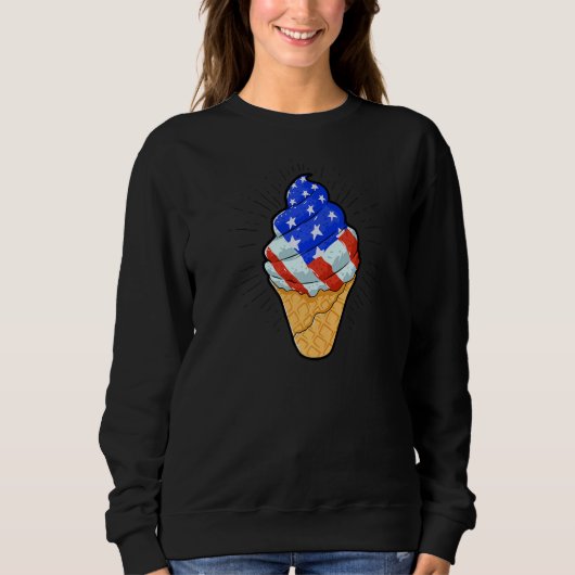Blue White Red Ice Cream Cone 4 juli onafhankelijk Trui (Voorkant)