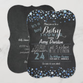 Blue & White Retro Krijtbord Boy Baby shower Kaart (Voorkant / Achterkant)