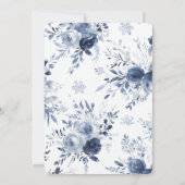 Blue White Romantic Floral Bridal Shower   Kaart (Achterkant)