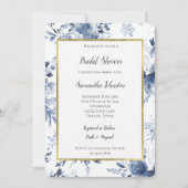 Blue White Romantic Floral Bridal Shower   Kaart (Voorkant)