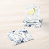 Blue White Romantic Floral Wedding Kartonnen Onderzetters (Insitu)