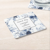 Blue White Romantic Floral Wedding Kartonnen Onderzetters (Schuin)