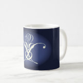 Blue White Rose Art Deco Koffiemok (Voorkant rechts)