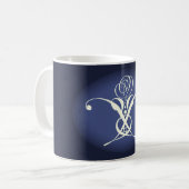 Blue White Rose Art Deco Koffiemok (Voorkant links)