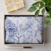 Blue White Rustic Farmhouse Tile Pattern Decoupage Tissuepapier (Geschenk)