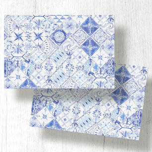 Blue White Rustic Farmhouse Tile Pattern Decoupage Tissuepapier