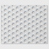 Blue White Santa with Hat Christmas Cadeaupapier (Vlak)