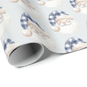 Blue White Santa with Hat Christmas Cadeaupapier (Rol Hoek)