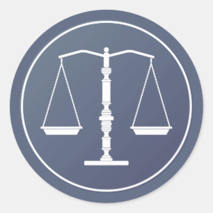 Blue White Scales of Justice   Advocaat Ronde Sticker