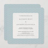 Blue + White Seigaiha Pattern Wedding Invitation Kaart (Voorkant / Achterkant)