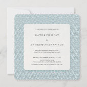 Blue + White Seigaiha Pattern Wedding Invitation Kaart (Voorkant)
