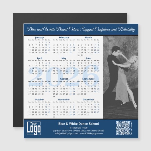 Blue White Service Image 2026 Calendar Magnet (Voorkant / Achterkant)