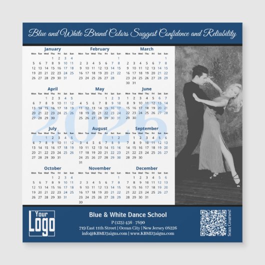 Blue White Service Image 2026 Calendar Magnet (Voorkant)