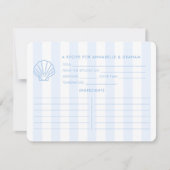 Blue White Shell Beachy Bridal Shower Recipe Card Kaart (Voorkant)