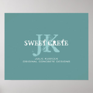 Blue White  Shop Business Monogram Logo Poster