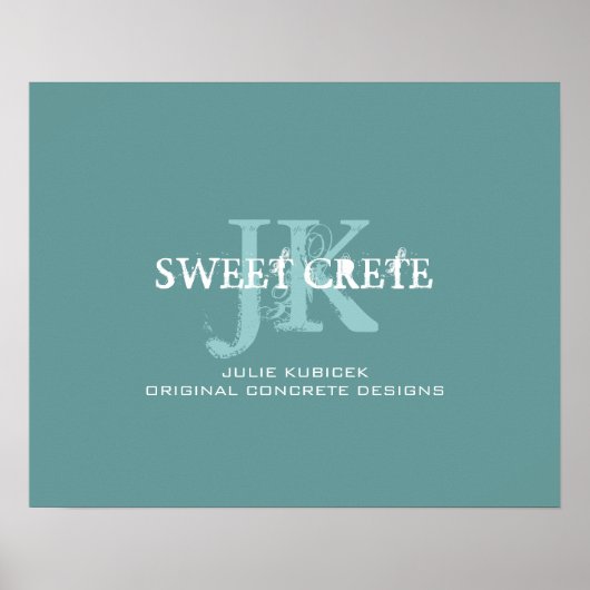 Blue White Shop Business Monogram Logo Poster (Voorkant)