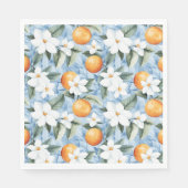 Blue White Sicilian Summer Floral Oranges Wedding Servet (Voorkant)
