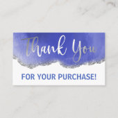 Blue White Silver Glitter Agate Hartelijk dank voo Visitekaartje (Voorkant)