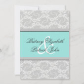 Blue White Silver Lace Wedding Invitations Kaart (Voorkant)