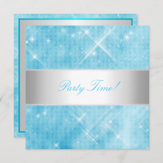 Blue White Silver Lights Kaart (Voorkant / Achterkant)