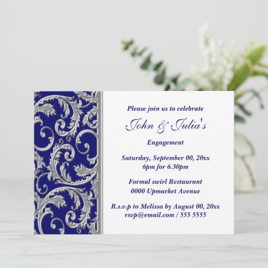 Blue White Silver verloving Day CUSTOM Kaart (Staand voorkant)