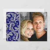 Blue White Silver verloving Day CUSTOM Kaart (Achterkant)