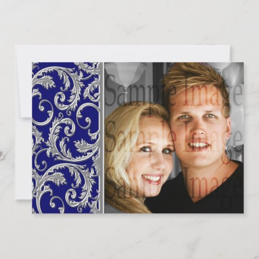 Blue White Silver verloving Day CUSTOM Kaart (Achterkant)