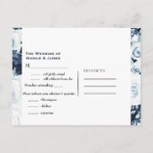 Blue White Silver Winter Wedding Elegant RSVP Uitnodiging Briefkaart (Achterkant)