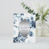 Blue White Silver Winter Wedding Elegant RSVP Uitnodiging Briefkaart (Staand voorkant)