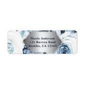 Blue White Silver Winter Wedding Rozen Etiket (Voorkant)