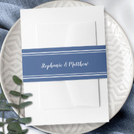 Blue White Simple Chic Elegant Minimalist Weddensc Uitnodigingen Wikkel