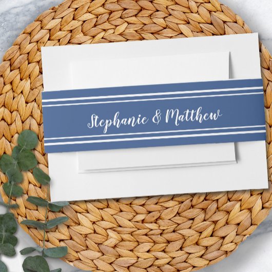 Blue White Simple Chic Elegant Minimalist Weddensc Uitnodigingen Wikkel