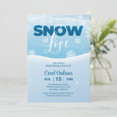 Blue & White Snow in Love Winter Vrijgezellenfeest Kaart (Staand voorkant)