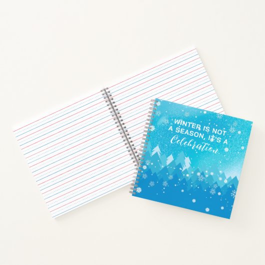 Blue White Snow Peaceful Forest Winter Quote Notitieboek (Binnen)