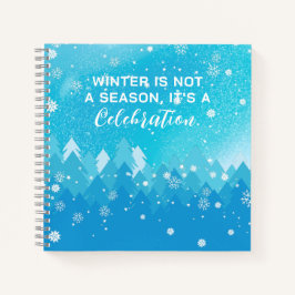 Blue White Snow Peaceful Forest Winter Quote Notitieboek