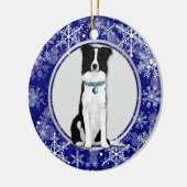 Blue White Snowflake Border Collie Kerstmis Keramisch Ornament (Links)