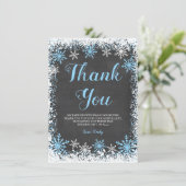 Blue White Snowflake Boy Baby shower Bedankkaart (Staand voorkant)