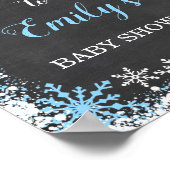 Blue White Snowflake Boy Baby shower Welkomstteken Poster (Hoek)
