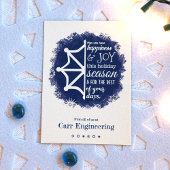 Blue, White Snowflake Business Holiday Card Kaart