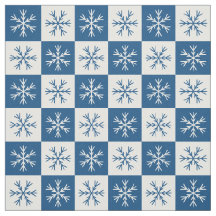 Blue White Snowflake Checkerpatroon
